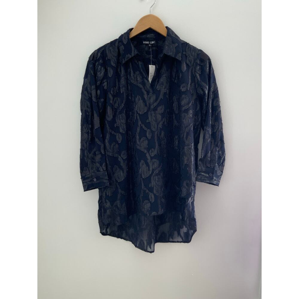 Boho Chic‎ Navy Blouse NWT size medium 120 retail